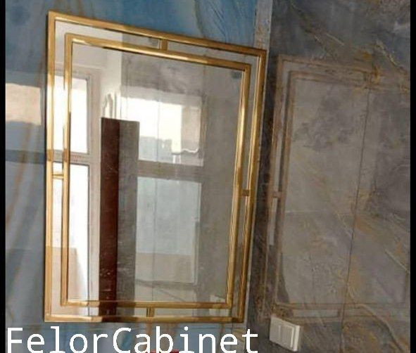 آینه بک لایت قاب استیل 304 طلایی