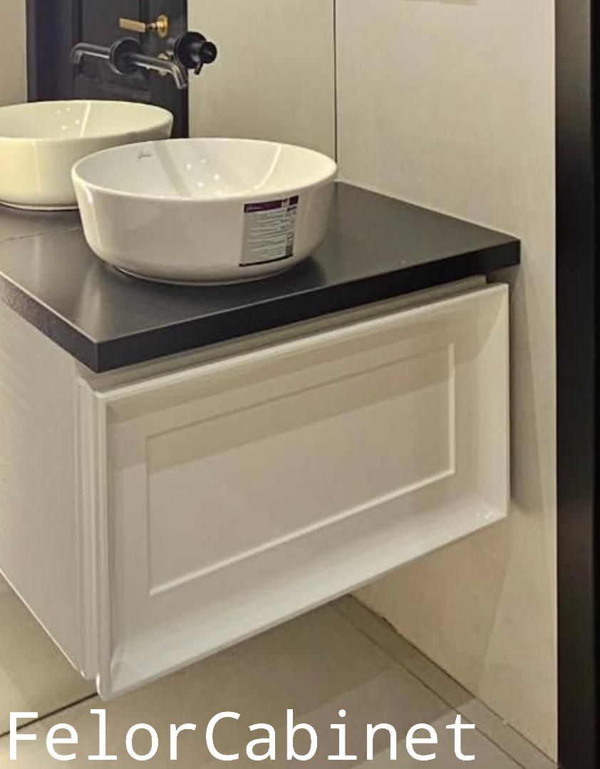 کابینت روشویی مدرن مدل 1094؛ طراحی داشبوردی با کاسه چینی لوکس