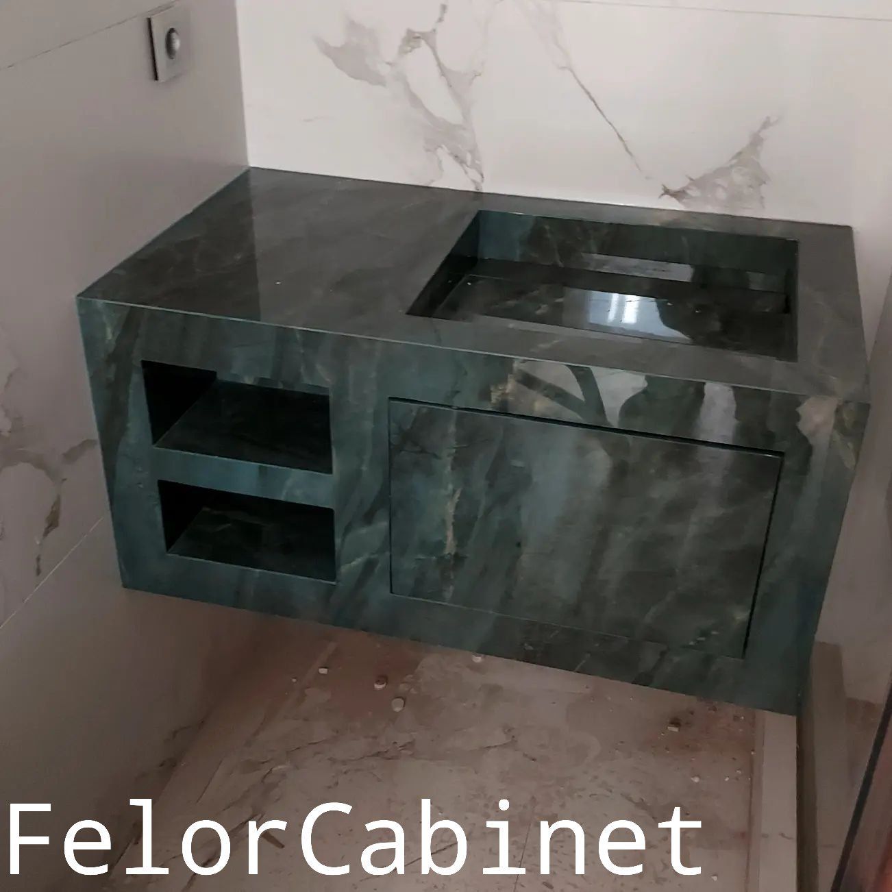کابینت روشویی تمام سرامیک مدل 1105؛ طراحی یکپارچه و مدرن
